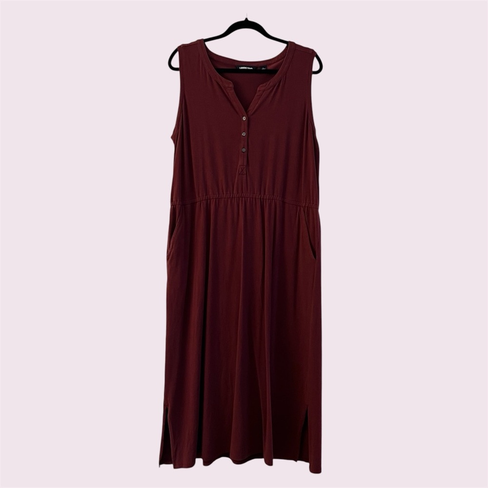 Lands’ End Large Maroon Sleeveless Midi Dress, Excellent Condition